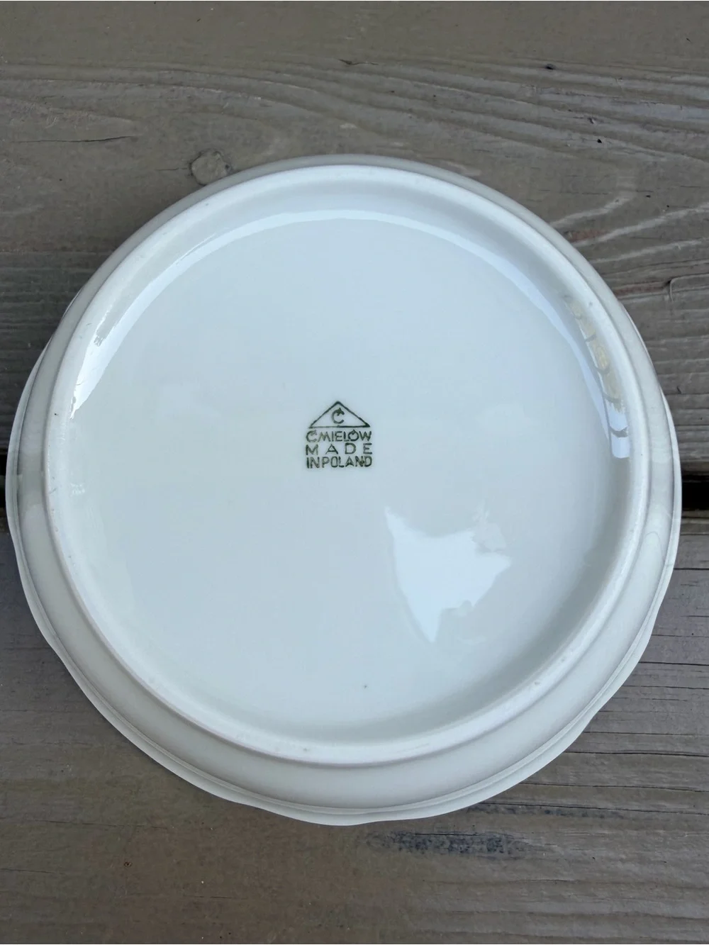 2 X Cmielow Porcelain Scalloped Rim Fruit Bowls with Silver Trim made in Poland